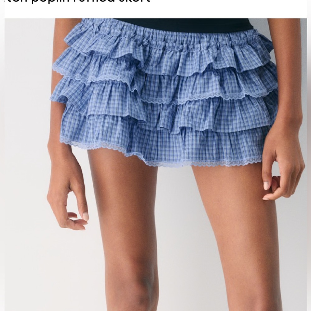 NWT Aritzia Blue Theo poplin Tiered Mini Skirt size xs - Picture 6 of 12